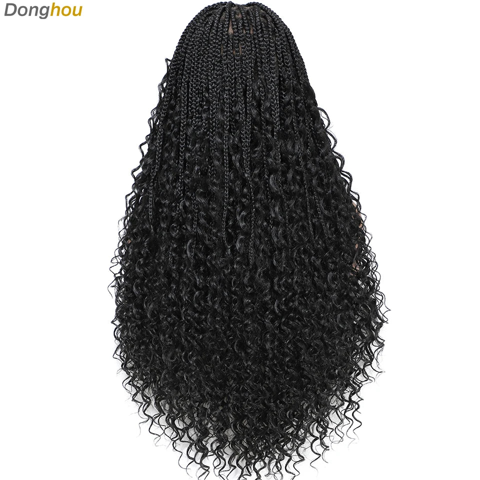 Perruques tressées sans nœuds ombrées Boho pour femmes noires 1B T30 couleurs boîte bohème tresses Perruques tresses Africaines Naturelles