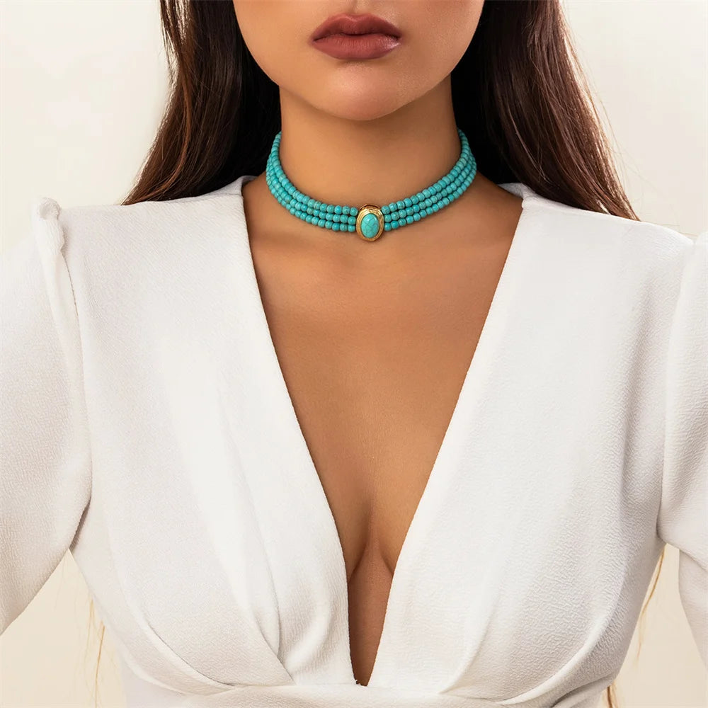 Colliers ras du cou Vintage multicouches pour femmes, Imitation de perles, strass ovales de luxe, accessoires bijoux pour fête de mariage