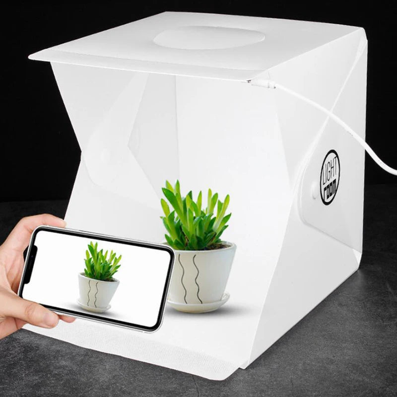 Photographie lumière LED salle Photo Studio lumière tente boîte souple décors Photobox pour appareil Photo DSLR 22CM Portable pliable Lightbox