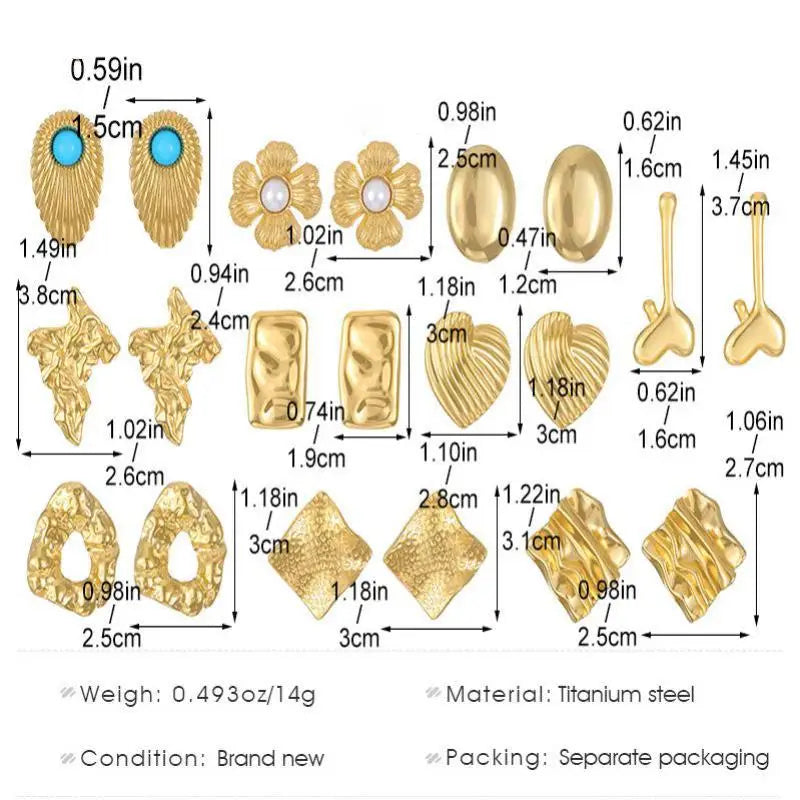 Boucles d'Oreilles en Titane et Acier localité Déformable, Bijoux en Métal, Tendance, Vintage, Rond, Carré, Cœur, pour Femme, Nouvelle Collection 2024