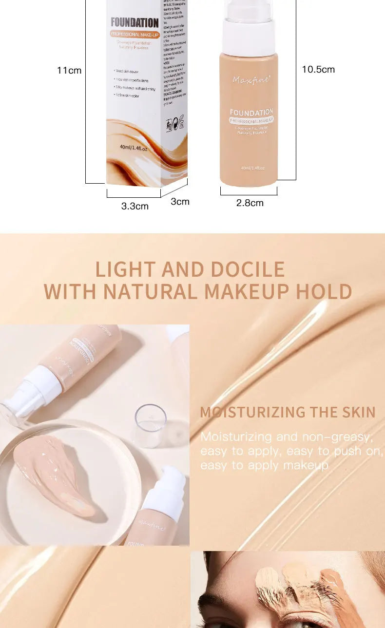 Fond de teint liquide résistant à la sueur, correcteur efficace, maquillage imperméable, cosmétiques professionnels