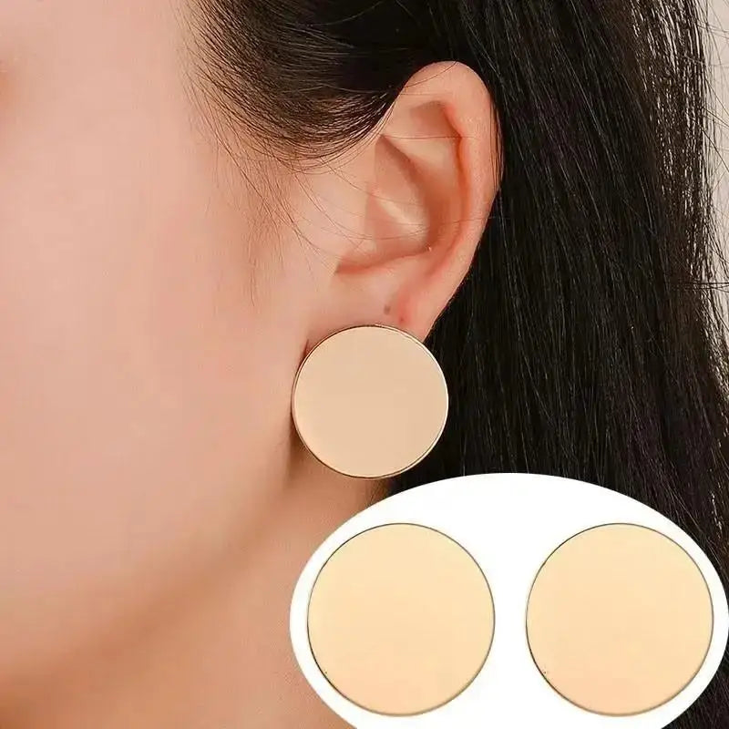 Boucles d'Oreilles en Titane et Acier localité Déformable, Bijoux en Métal, Tendance, Vintage, Rond, Carré, Cœur, pour Femme, Nouvelle Collection 2024