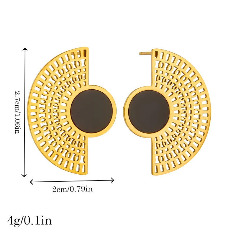 DIEYURO 316L acier inoxydable amour perle ronde carré en forme d'éventail conception irrégulière boucles d'oreilles femmes nouvelle tendance oreille bijoux cadeau fête