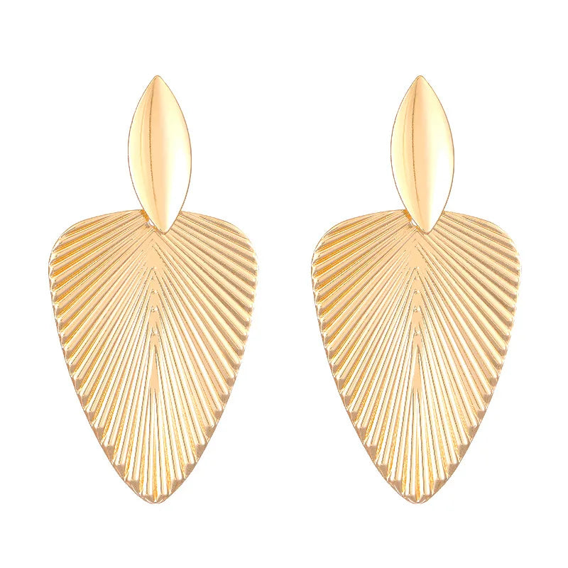 Boucles d'Oreilles Exagérées en Or pour Femme, Bijoux en Métal, Grand Cuir oral elu, Tendance, Nouvelle Collection 2024
