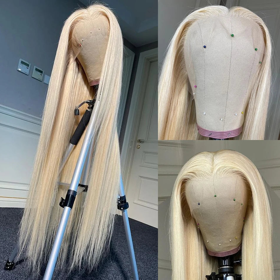 13x6 HD Transparent 613 Blonde dentelle frontale perruques de cheveux humains brésilien droite dentelle avant perruques de cheveux humains peuvent être teintes n'importe quelle couleur