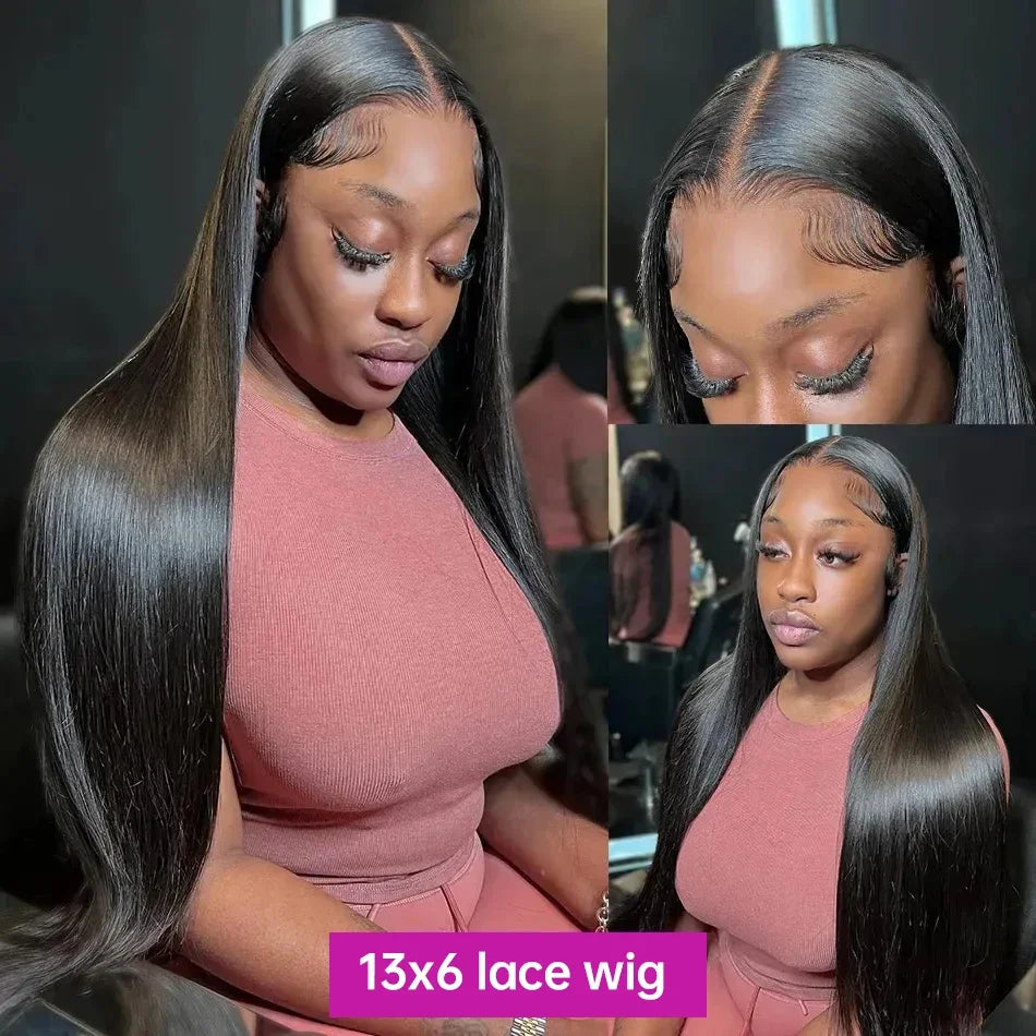 13x6 HD Transparent Lace Frontal Human Hair Wig Straight Hair 30 32 Inch 13x4 Lace Frontal Wig PrePlucked For Women Cikana
