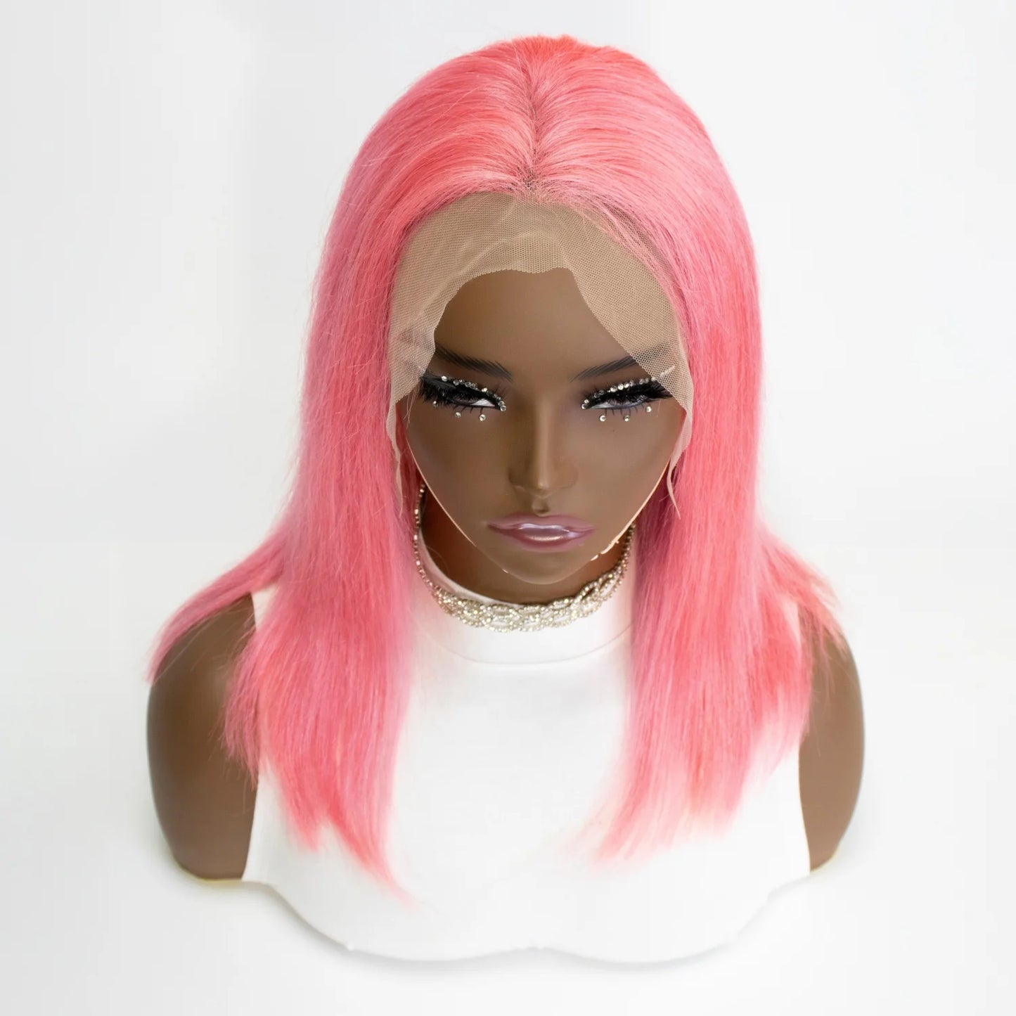 Cheveux humains Rose Rose droite Bob perruques pour femmes brésiliennes 13X4 dentelle avant perruques courtes dentelle frontale pré-plumée couleur Rose Bob perruque