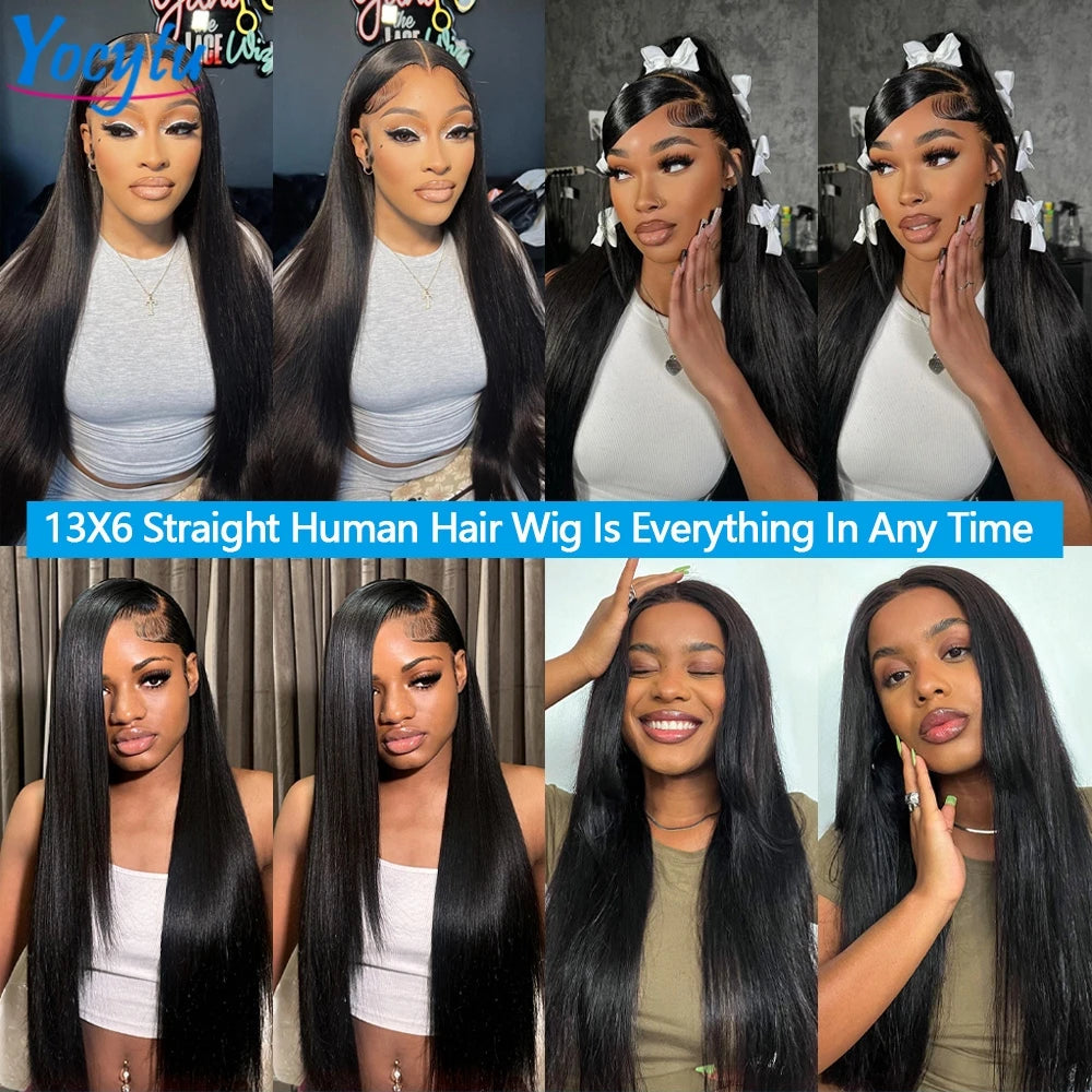 28 30 Pouces Perruques Cheveux Humains YOCYTU 13X6 lisse Perruque Peruvian Haut Qualité Pour Femme HD Transparent Lace Front Wigs Human Hair Perruque Cheveux Humains Livraison 3 Jours France