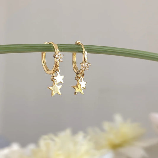 Boucles d'oreilles en forme d'étoile et de strass pour femmes, petites et simples, à la mode, Punk, croix, lune, soleil, bijoux de fête, vente en gros