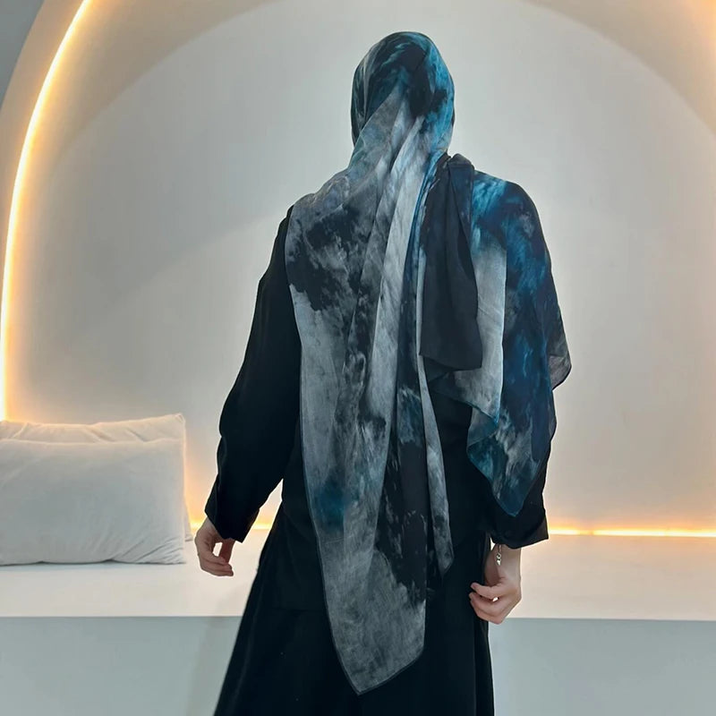 Echarpe Hijab imprimee, Premium, Degrade, Teinture Par Nouage, Aquarelle, Marbre, Chale Imprime, Nouvelle Collection