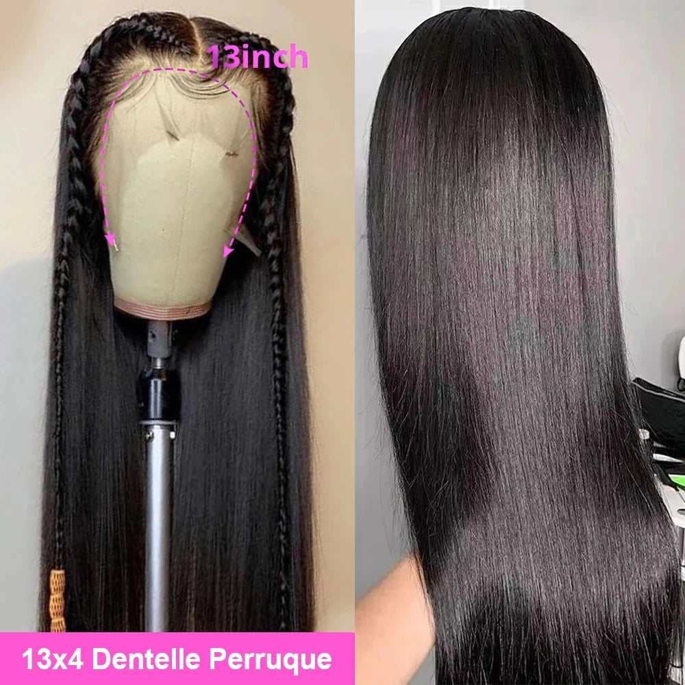 40 pouces os droit 13x6 HD Transparent dentelle frontale perruques de cheveux humains 250% brésilien 360 13x4 pleine dentelle avant perruques pour les femmes