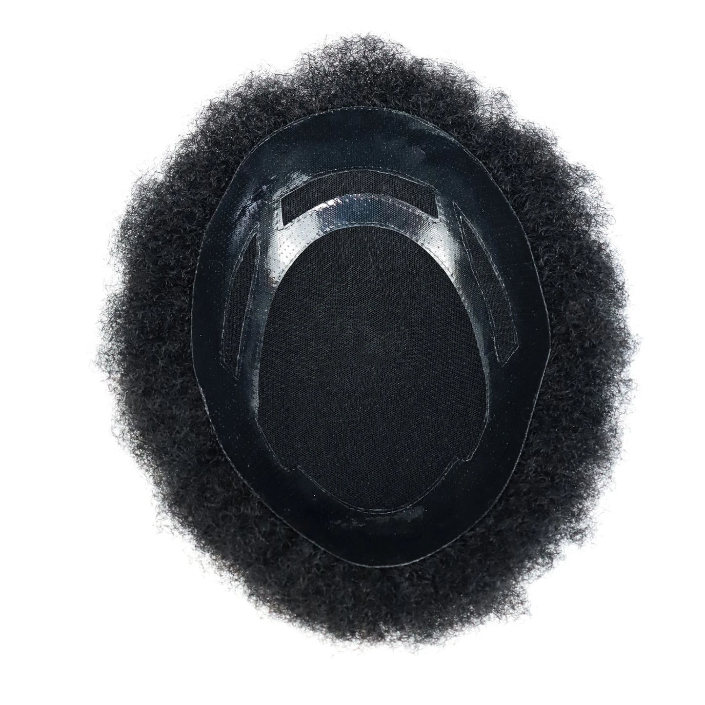 Toupet Afro Curl pour hommes, postiche 100% humaine réelle, 8x10 pouces, 1B, noir naturel, Base Multiple, système capillaire léger et respirant