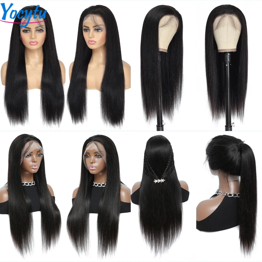 28 30 Pouces Perruques Cheveux Humains YOCYTU 13X6 lisse Perruque Peruvian Haut Qualité Pour Femme HD Transparent Lace Front Wigs Human Hair Perruque Cheveux Humains Livraison 3 Jours France