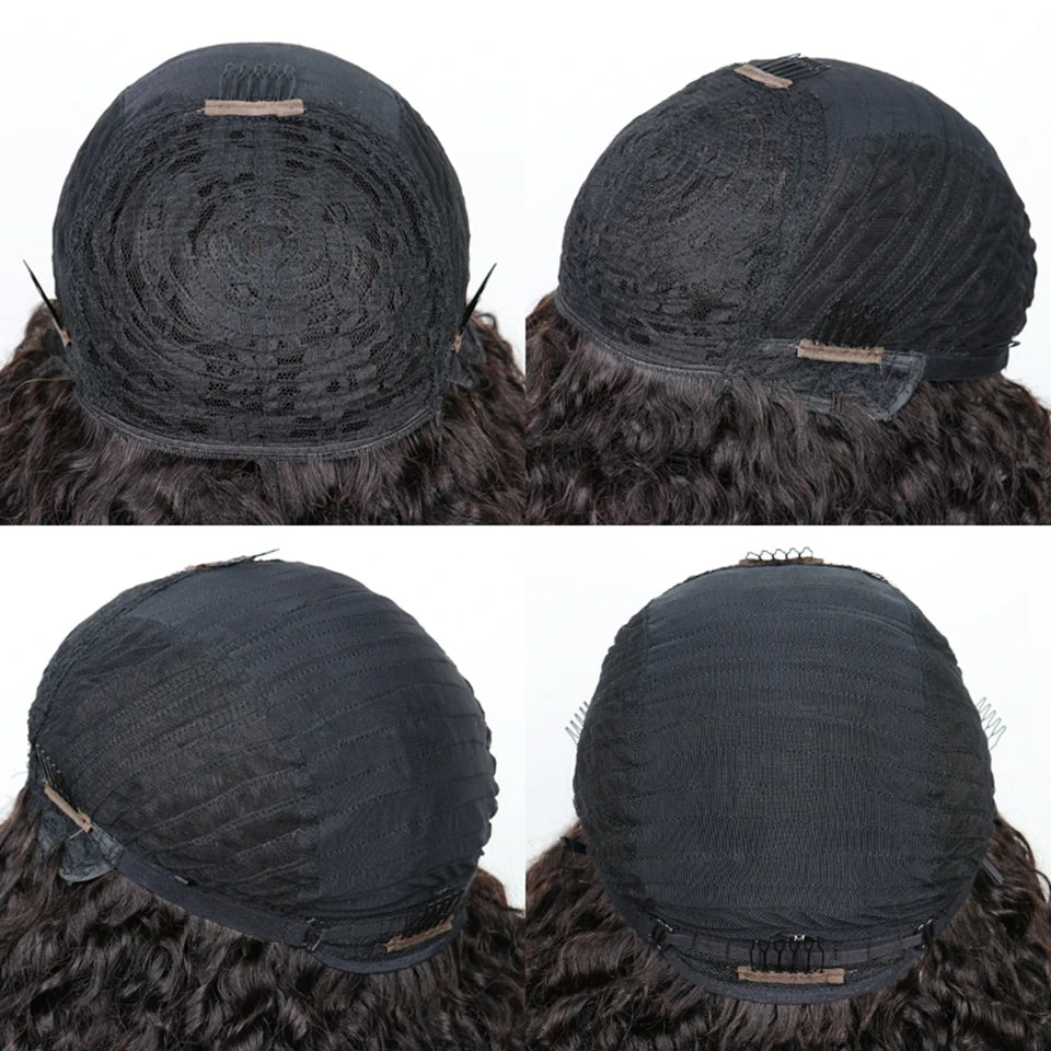 Perruques de cheveux humains courts coupe lutin droite perruque bresillienne pour les femmes noires pleine Machine faite perruques avec frange perruque pas cher