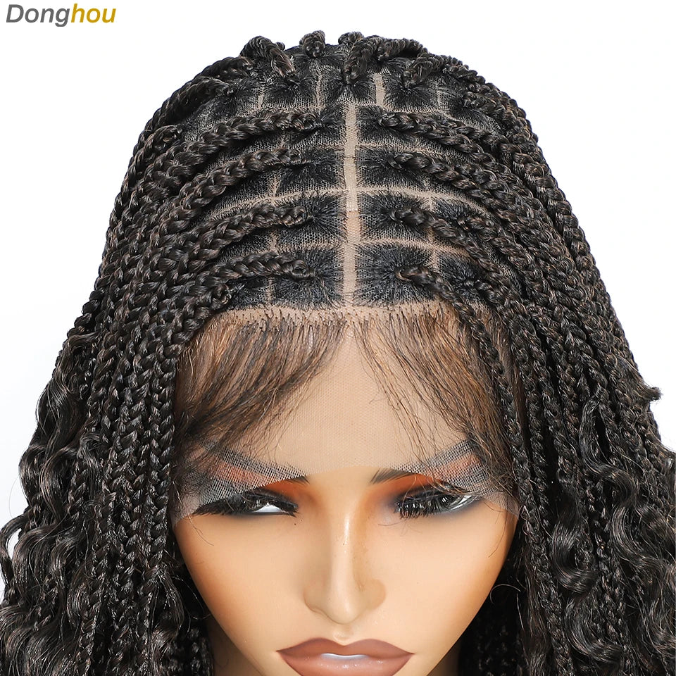 Perruques tressées sans nœuds ombrées Boho pour femmes noires 1B T30 couleurs boîte bohème tresses Perruques tresses Africaines Naturelles