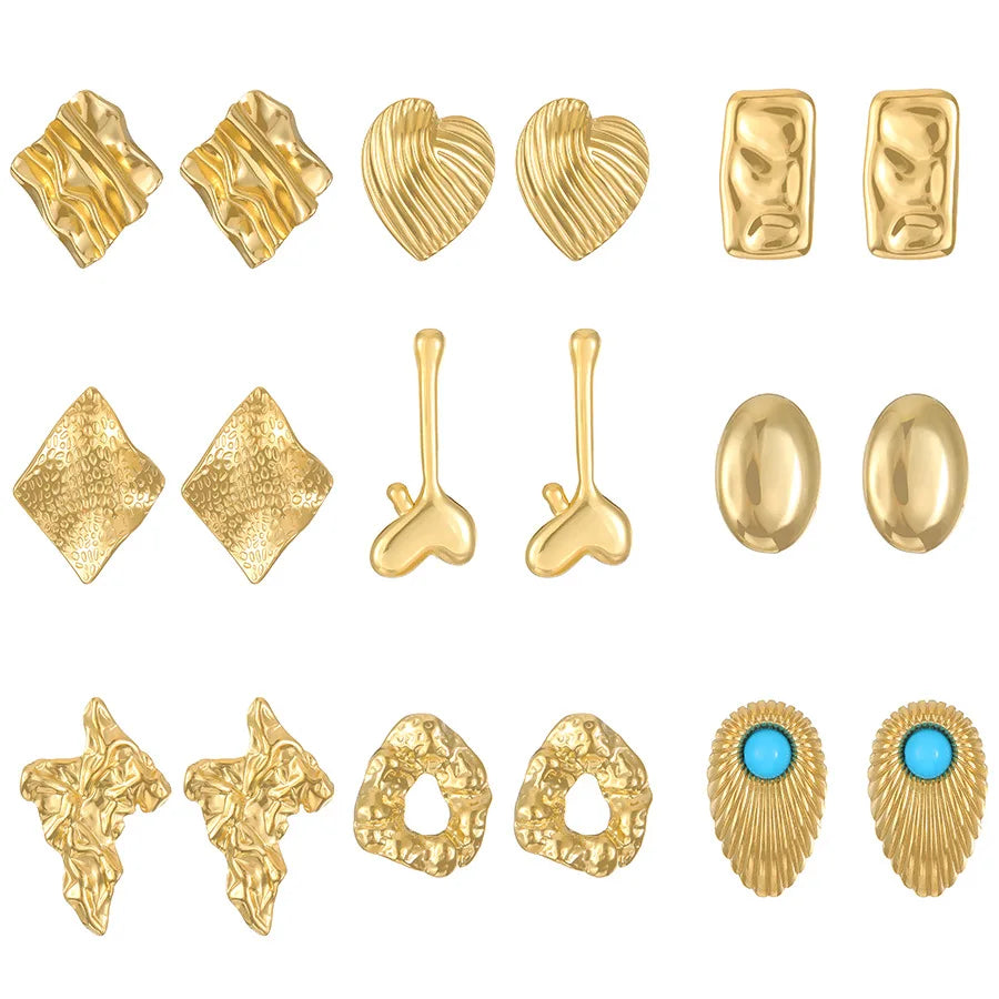 Boucles d'Oreilles en Titane et Acier localité Déformable, Bijoux en Métal, Tendance, Vintage, Rond, Carré, Cœur, pour Femme, Nouvelle Collection 2024