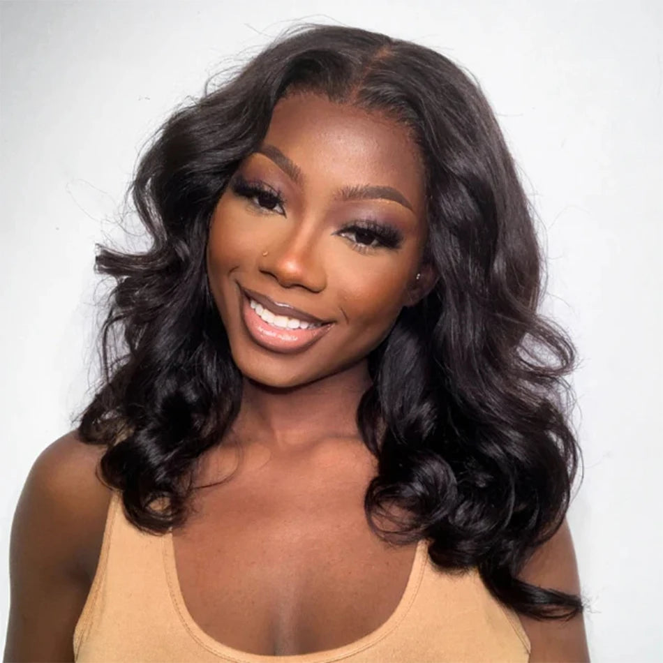 Tuneful-Perruque Bob Lace Front Body Wave Péruvienne Naturelle, Cheveux Humains, Documents Naturels