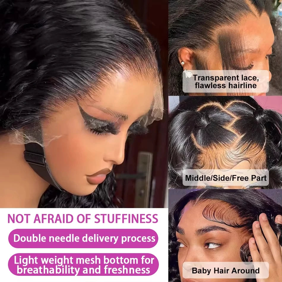 250% 30 40 pouces cheveux humains 13x6 HD dentelle frontale perruque brésilienne lâche vague profonde bouclés cheveux humains 360 pleine dentelle avant perruque pré-plumée