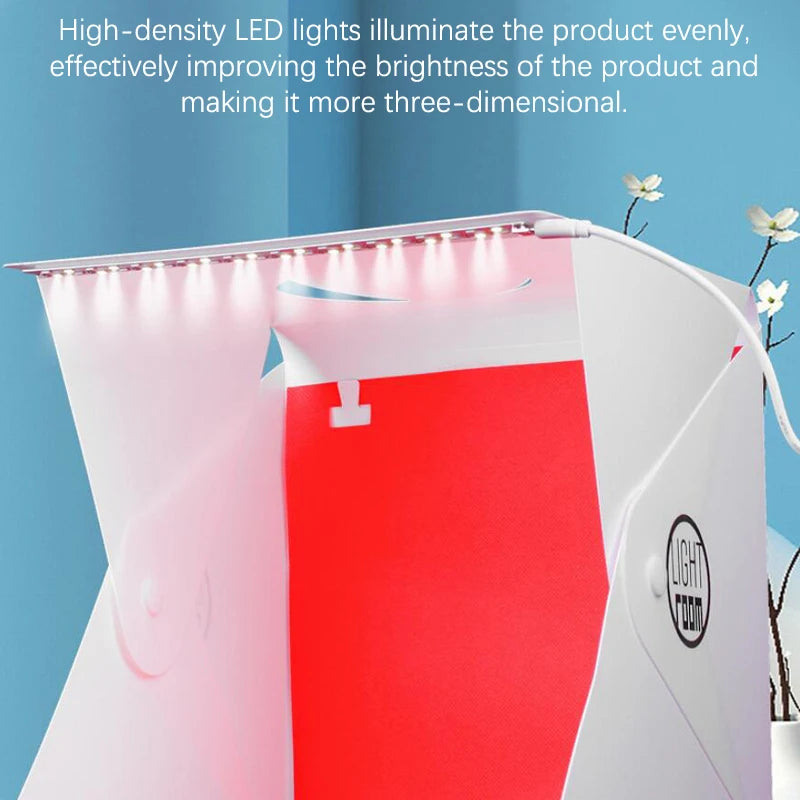 Chambre à lumière LED pour studio photo, tente lumineuse, boîte souple, arrière-plans, boîte à photos pour appareil photo reflex numérique, boîte à lumière pliante portable, 22cm