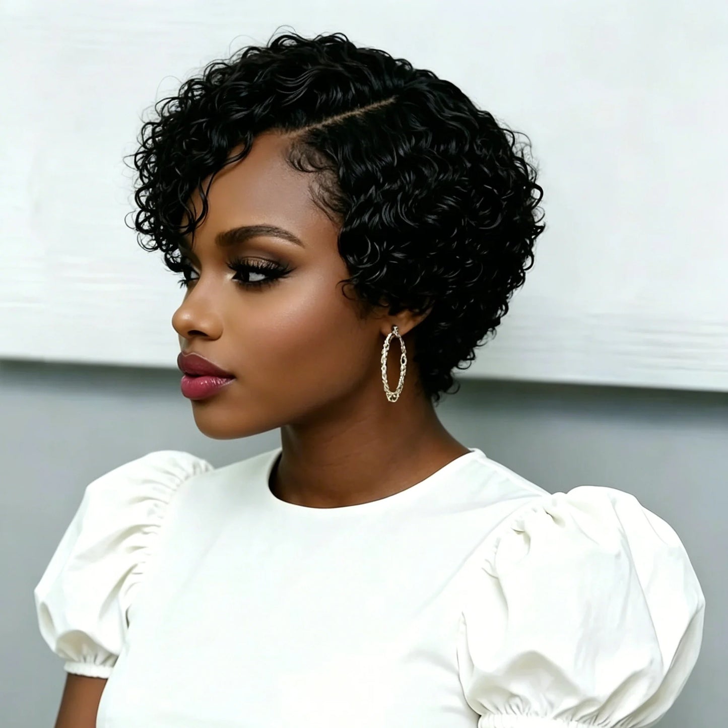Perruque Lace Frontale 13x4x1 en Cheveux Humains, Coupe Pixie Courte, Bouclée Crépue, avec Raie Coulissante, pour Femme, Expédition Rapide