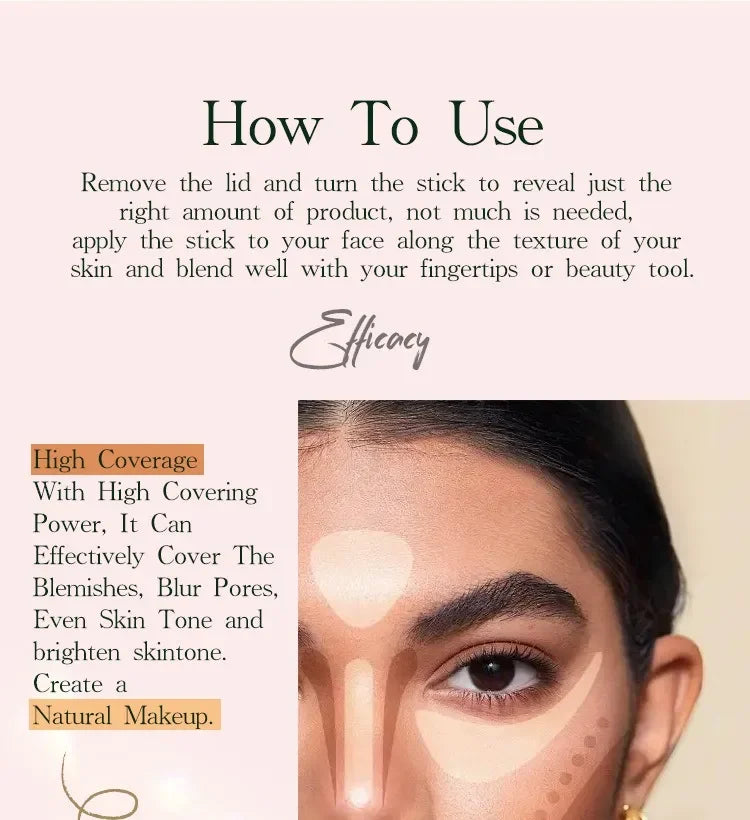 Fond de teint en bâton pour le visage, couverture complète, peau foncée, maquillage durable, contrôle de l'huile, correcteur, crème de Base, primaire naturel mat