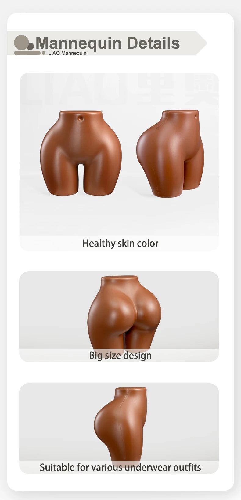Brésilien BBL gros hanches corps féminin Mannequin torse africain grande taille fesses femmes factice en plastique pour sous-vêtements et vêtements affichage