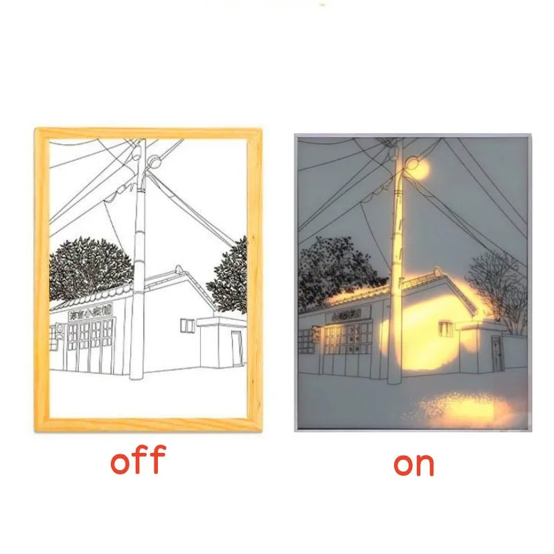 Photo applique murale peinture créative lumière USB Plug-In atmosphère romantique lampe lumière du soleil fenêtre cadre Photo art travail lumière