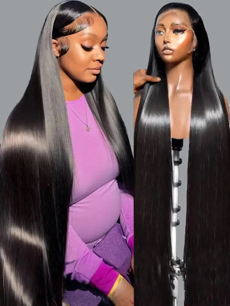 40 46 pouces 200 densité perruque frontale pour les femmes noires perruques brésiliennes cheveux humains 5x5 os droit HD Transparent dentelle avant perruques
