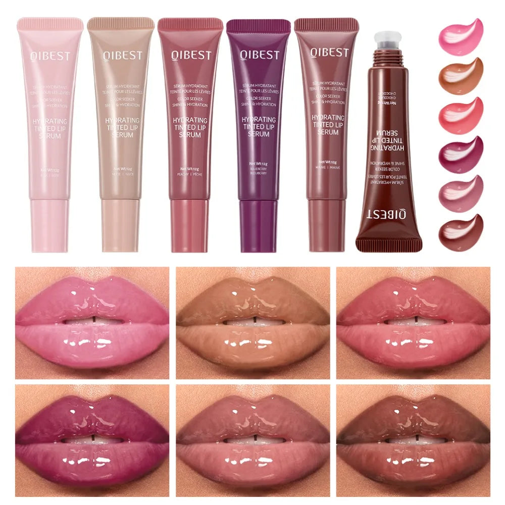 Brillant à lèvres repulpant marron nu, hydratant, sérum coloré, teinte transparente, Tube souple, maquillage, beauté, soins pour les lèvres
