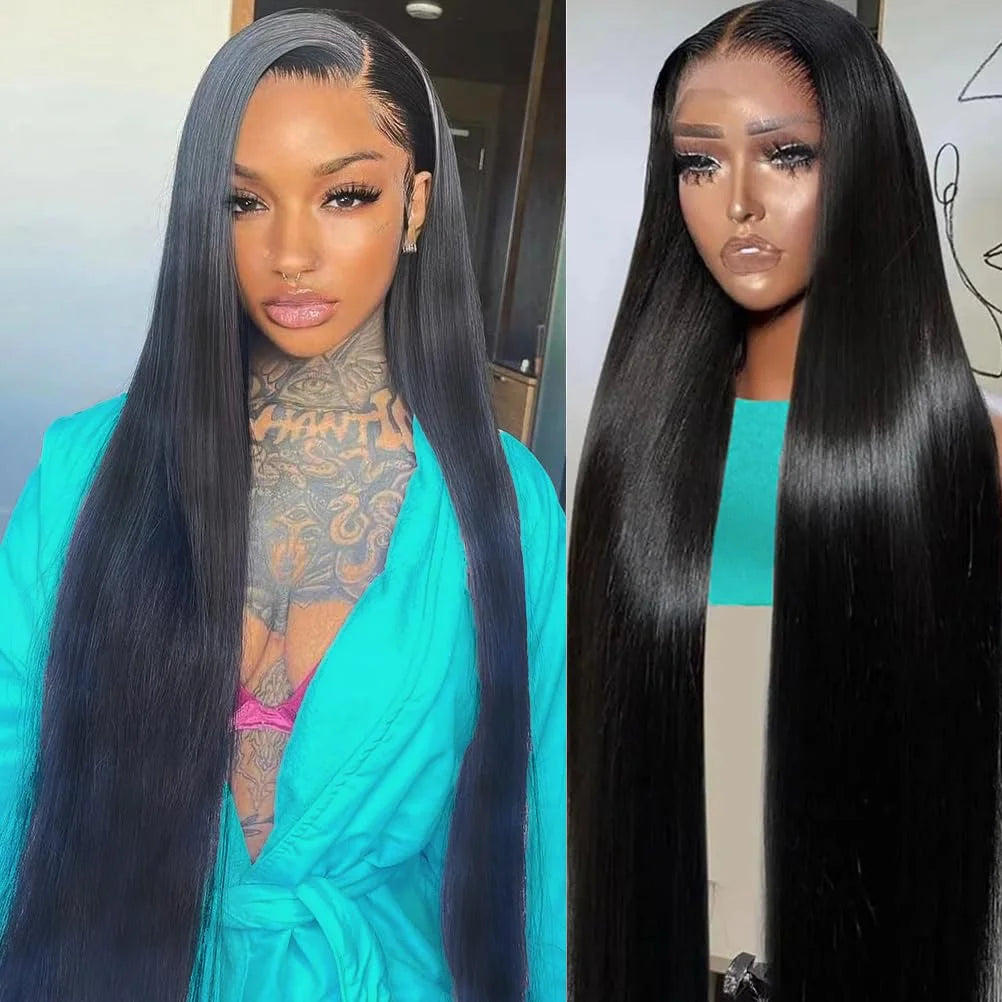 Perruques sans colle os droit HD dentelle avant Cheveux humains 13x4 Transparent dentelle frontale Perruques Perruques Cheveux Humains pré plumées