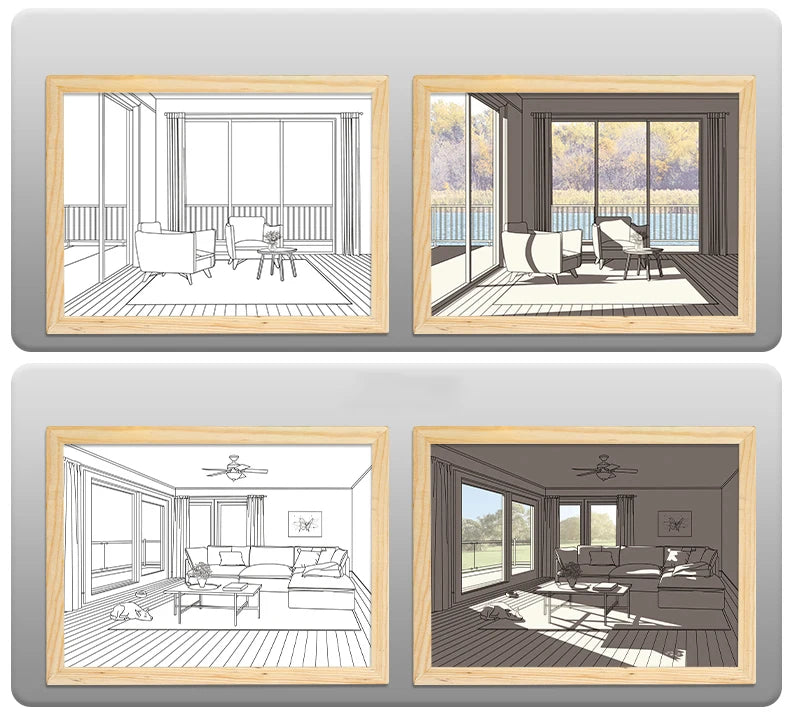 Photo applique murale peinture créative lumière USB Plug-In atmosphère romantique lampe lumière du soleil fenêtre cadre Photo art travail lumière