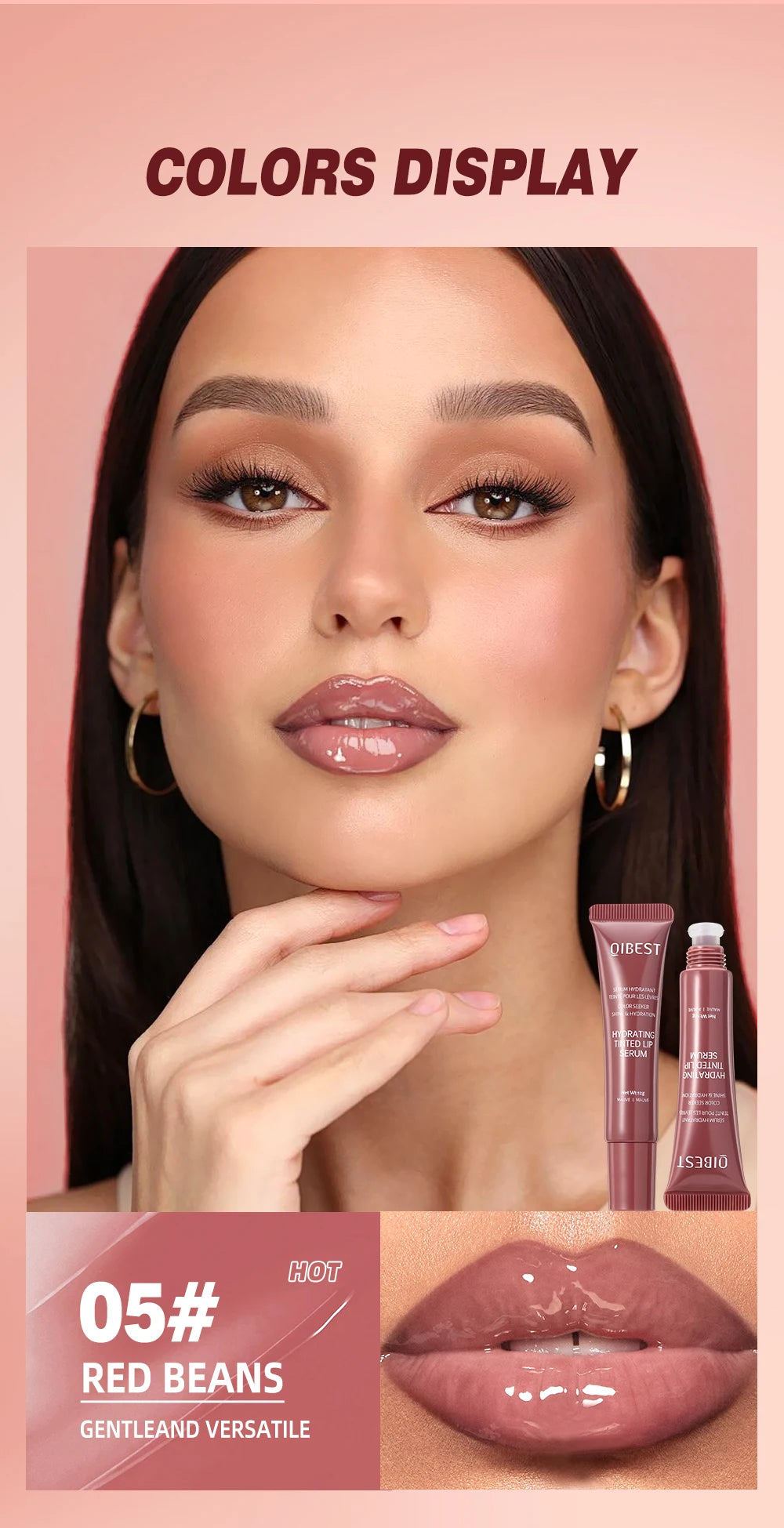 Brillant à lèvres repulpant marron nu, hydratant, sérum coloré, teinte transparente, Tube souple, maquillage, beauté, soins pour les lèvres