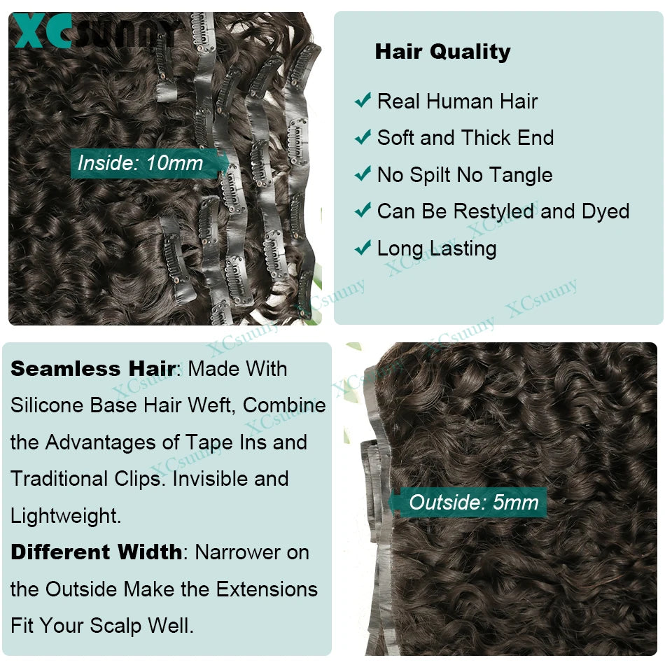 Extensions de Cheveux Humains Bouclés à réinitialisation en PU pour Femme, Sans Couture, 27 Blonde