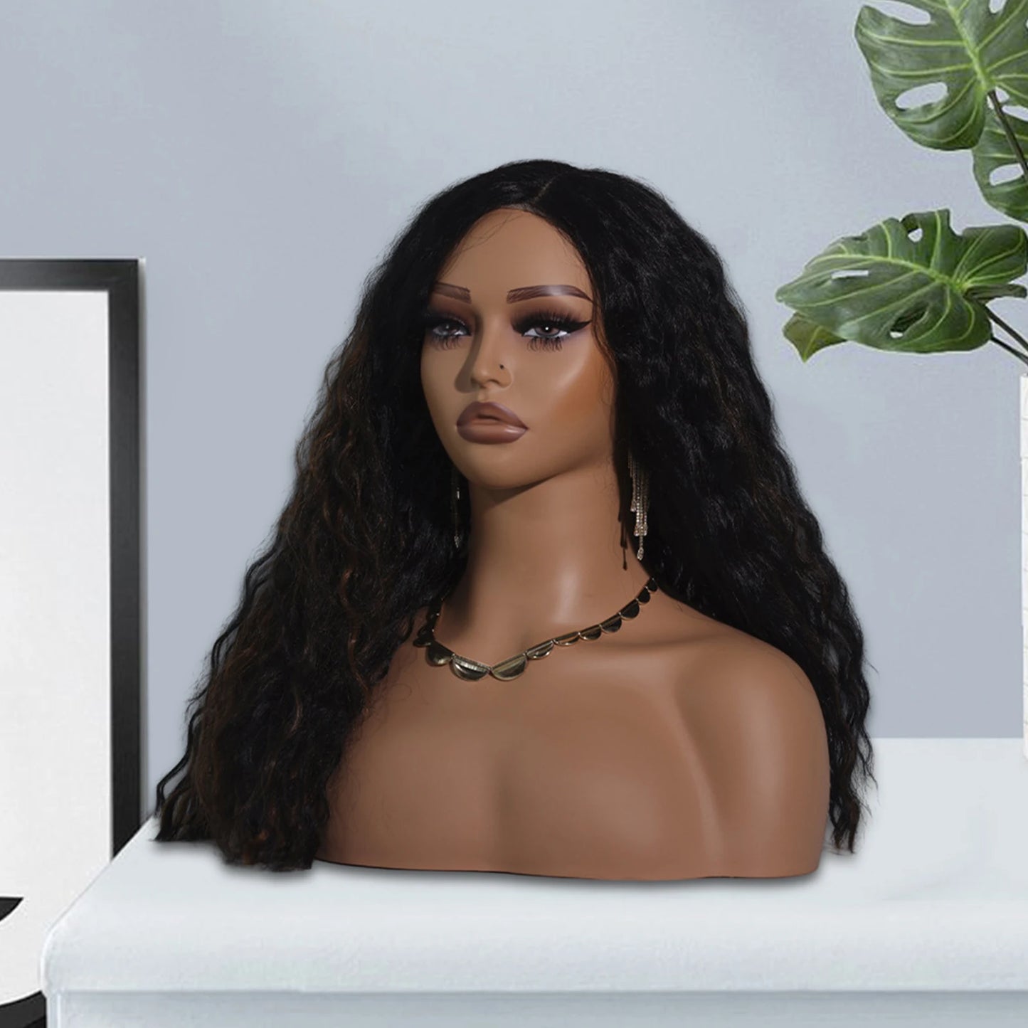 Présentoir de Perruque de Mannequin avec Maquillage pour Femme, Tête de Mannequin Réaliste pour Postiches, Colliers de la raq, Salon de Coiffure, Chapeaux et Écharpes