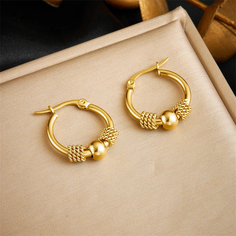 DIEYURO 316L acier inoxydable amour perle ronde carré en forme d'éventail conception irrégulière boucles d'oreilles femmes nouvelle tendance oreille bijoux cadeau fête