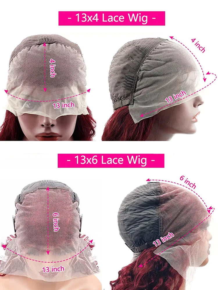Perruque Lace Frontal Wig naturelle lisse bordeaux 99j, 40 pouces, 13x6, perruque Lace Frontal Wig HD transparente, couleur rouge, pour femmes