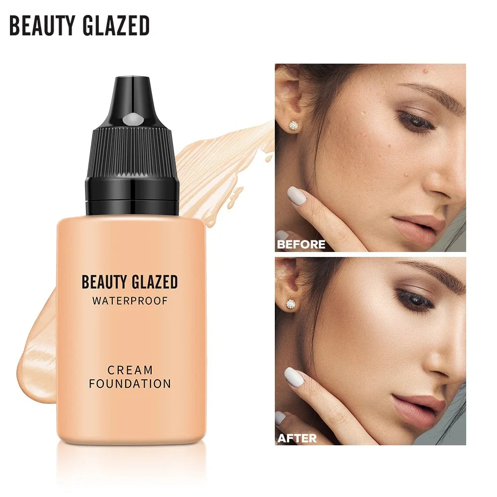 BEAUTY GLAZED-Fond de teint liquide 24 heures HD, couverture complète 256, fond de teint imperméable naturel, maquillage pour le visage, document éclaircissant pour la peau