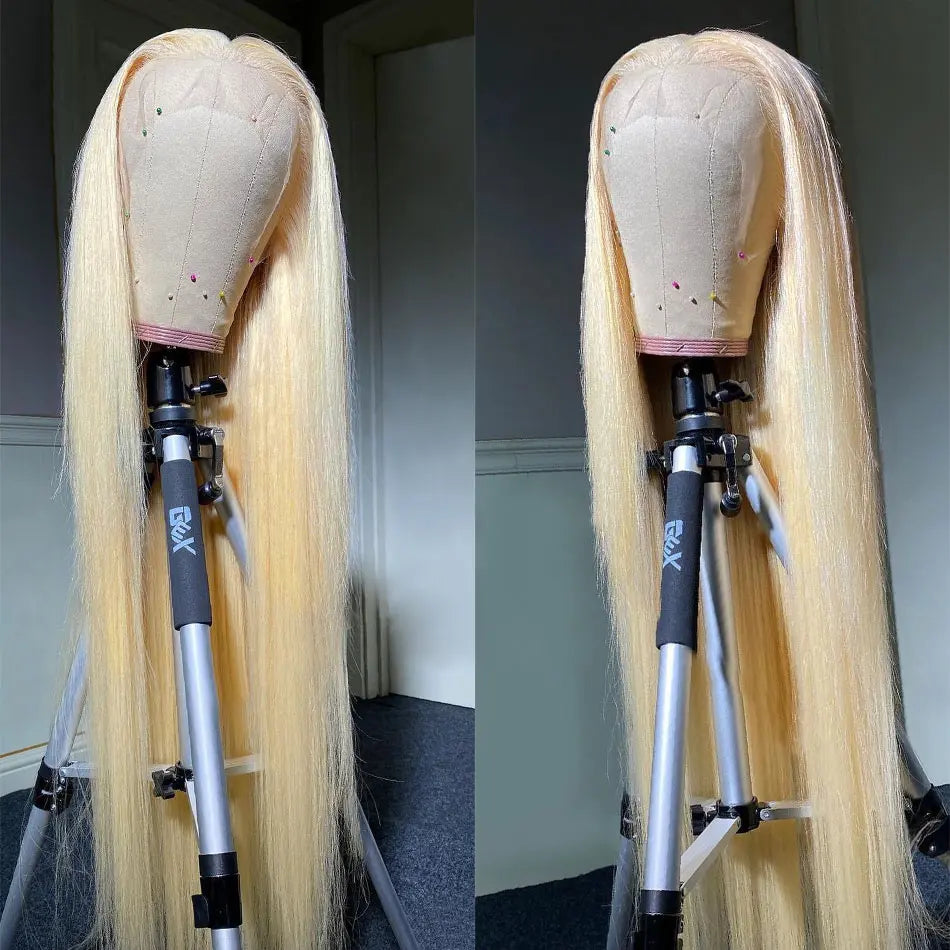 13x6 HD Transparent 613 Blonde dentelle frontale perruques de cheveux humains brésilien droite dentelle avant perruques de cheveux humains peuvent être teintes n'importe quelle couleur