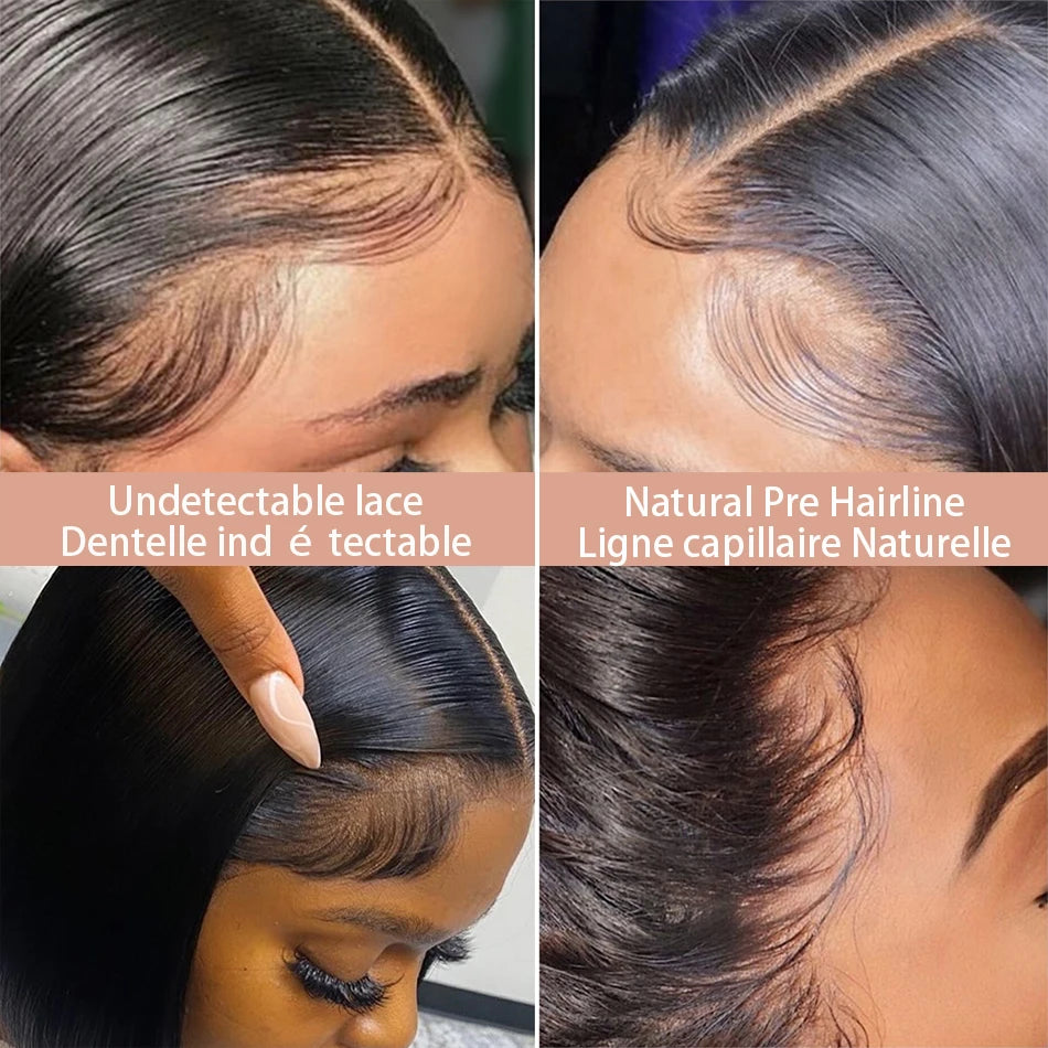 100% perruque de cheveux humains sans colle tressé fermeture Hd dentelle frontale perruque pré-coupée vietnamienne droite courte Bob dentelle avant perruque pour les femmes