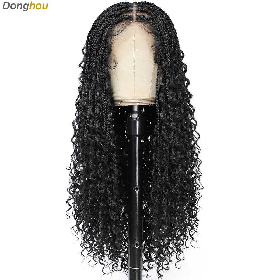 Perruques tressées sans nœuds ombrées Boho pour femmes noires 1B T30 couleurs boîte bohème tresses Perruques tresses Africaines Naturelles