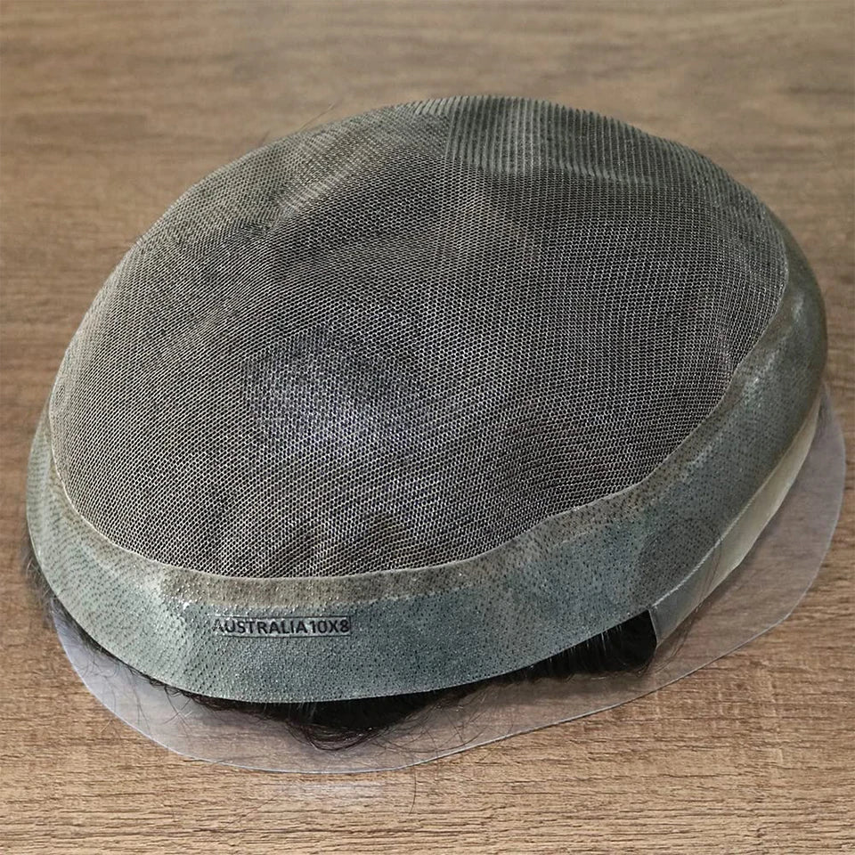 Perruque de cheveux humains en dentelle française avec PU pour homme, toupet confortable, vague naturelle, système de remplacement, prothèse capillaire masculine durable