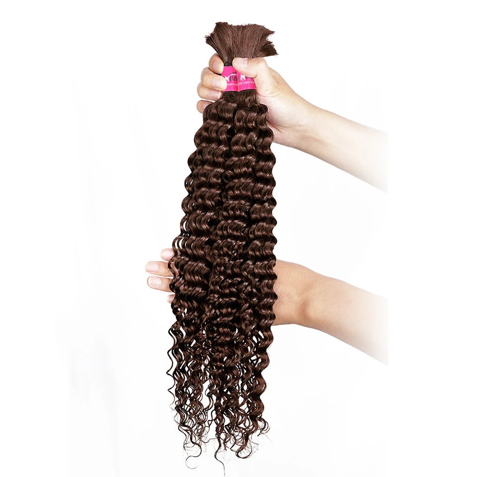 Extension de Cheveux Humains pour Tresses, Brun Foncé, Sans Trame