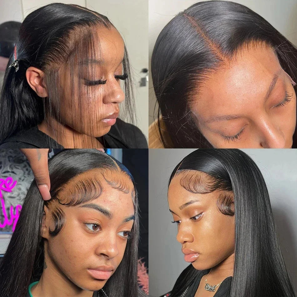 Perruques sans colle os droit HD dentelle avant Cheveux humains 13x4 Transparent dentelle frontale Perruques Perruques Cheveux Humains pré plumées