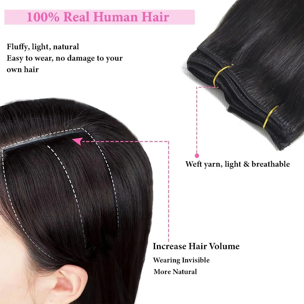 Pince à cheveux péruvienne Ins cheveux humains Extension de cheveux sans couture couleur noire naturelle cheveux 100 grammes 8 pièces
