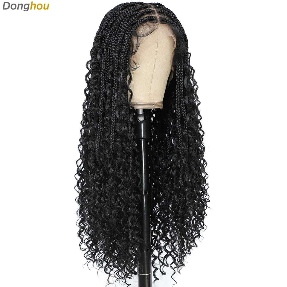 Perruques tressées sans nœuds ombrées Boho pour femmes noires 1B T30 couleurs boîte bohème tresses Perruques tresses Africaines Naturelles