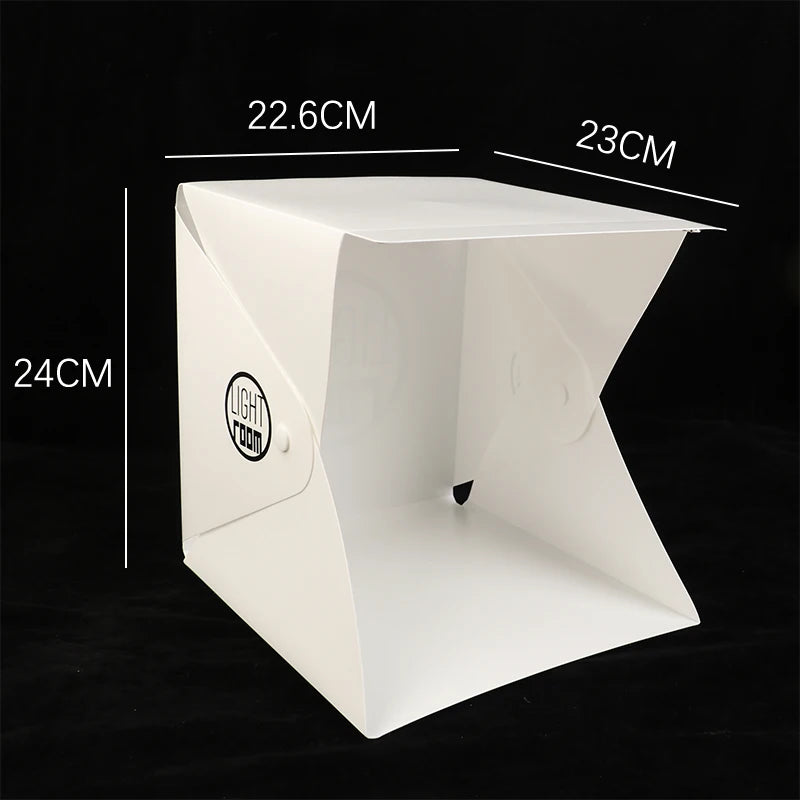 Photographie lumière LED salle Photo Studio lumière tente boîte souple décors Photobox pour appareil Photo DSLR 22CM Portable pliable Lightbox