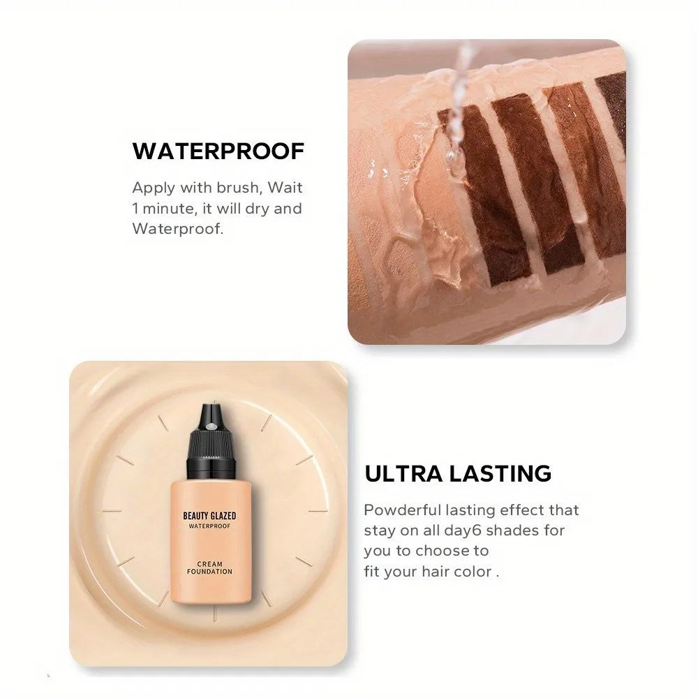 Nouveau fond de teint + ensemble de bouffantes, liquide mat, couverture complète, fond de teint naturel mat imperméable avec bouffée de pouce bleue, 2024