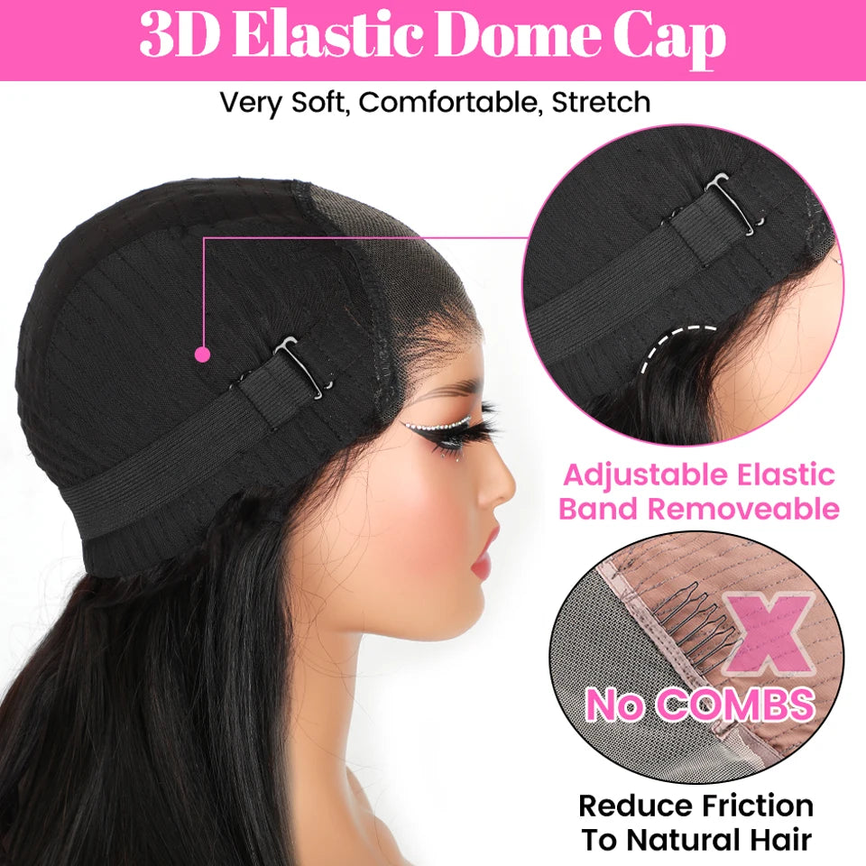 Cheveux sans colle perruques cheveux humains prêt à porter droite sans colle pré-plumée porter et Go perruques 7x5HD dentelle avant perruques pré-coupées dentelle