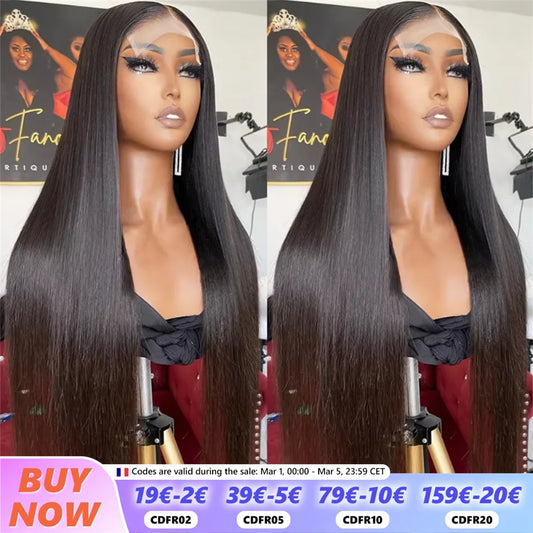 13x6 HD Transparent Lace Frontal Human Hair Wig Straight Hair 30 32 Inch 13x4 Lace Frontal Wig PrePlucked For Women Cikana