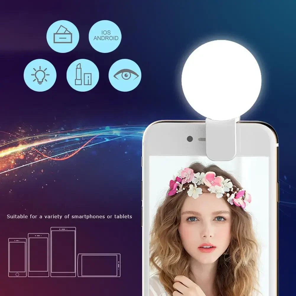 Anneau lumineux LED pour Selfie, pour téléphone Portable, Mini, Durable, pratique, trois arrêts de gradation, Clip de photographie, lumière de remplissage